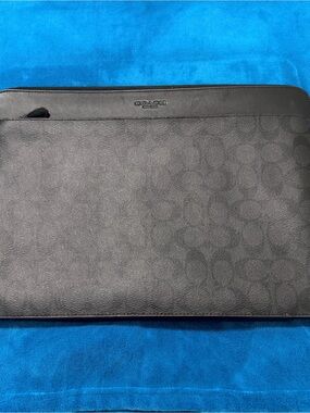 Coach Men's Black/Charcoal Signature Zip Portfolio